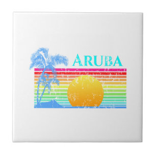 Retro Beach Aruba Sunset Tile