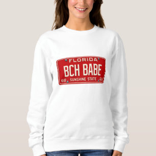 Retro Beach Babe 1969 FL License Plate Graphic Sweatshirt