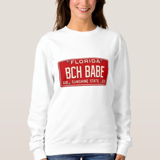 Retro Beach Babe 1969 | FL License Plate Graphic Sweatshirt (Front)