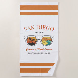 Retro Beach Bachelorette Custom Bridesmaid Gifts Towel