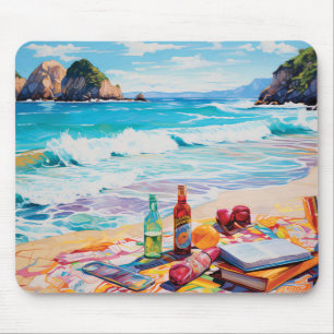 Retro Beach Bliss Mouse Pad