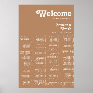 Retro Beach Brown Alphabetical Seating Poster