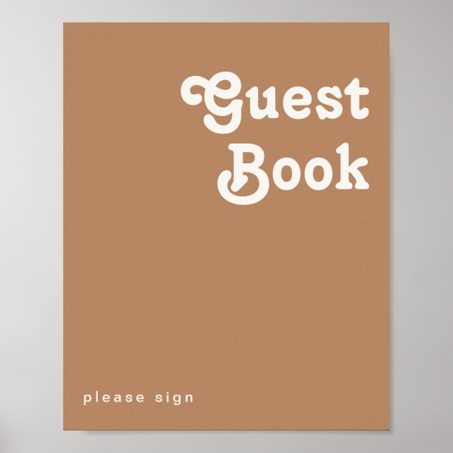 Retro Beach | Brown Guest Book Sign (Front)