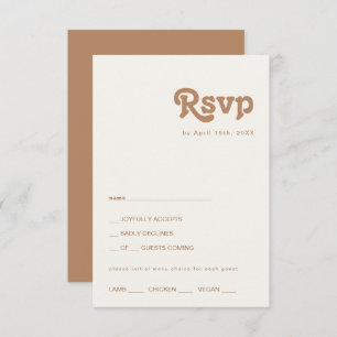 Retro Beach   Brown Menu Choice RSVP Card