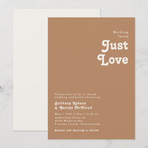 Retro Beach Brown Nothing Fancy Wedding Invitation