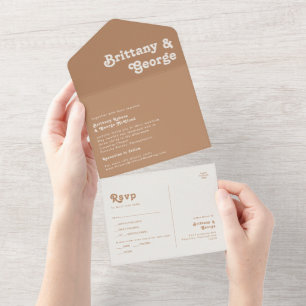 Retro Beach   Brown Seal and Send All In One Invitation