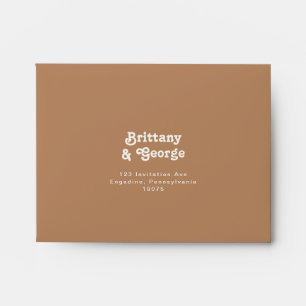 Retro Beach Brown Self Addressed RSVP Envelope