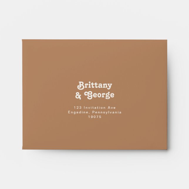 Retro Beach | Brown Self Addressed RSVP Envelope (Front)