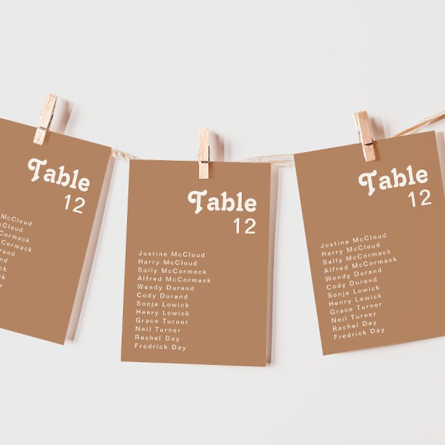Retro Beach | Brown Table Number Chart (Creator Uploaded)