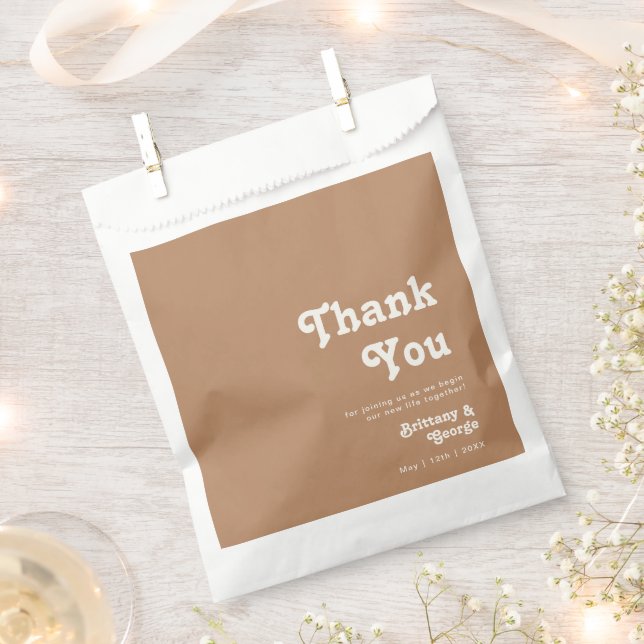 Retro Beach | Brown Thank You Favour Bag (Clipped)