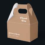 Retro Beach | Brown Wedding Favour Box<br><div class="desc">This retro beach | brown wedding favour box is perfect for your simple vintage, colourful tropical boho summer wedding. Its unique bohemian mid-century font gives this design a classic minimalist groovy hippie vibe. Suppose you're looking for a design that features bright, rustic coastal ocean colours for your creative 70's destination...</div>