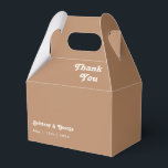 Retro Beach | Brown Wedding Favour Box<br><div class="desc">This retro beach | brown wedding favour box is perfect for your simple vintage, colourful tropical boho summer wedding. Its unique bohemian mid-century font gives this design a classic minimalist groovy hippie vibe. Suppose you're looking for a design that features bright, rustic coastal ocean colours for your creative 70's destination...</div>