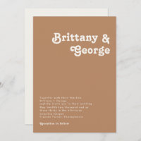 Retro Beach | Brown Wedding Invitation