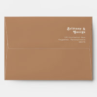 Retro Beach | Brown Wedding Invitation Envelope