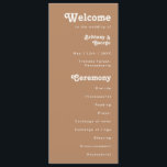 Retro Beach | Brown Wedding Program Programme<br><div class="desc">This retro beach | brown wedding program is perfect for your simple vintage, colourful tropical boho summer wedding. Its unique bohemian mid-century font gives this design a classic minimalist groovy hippie vibe. Suppose you're looking for a design that features bright, rustic coastal ocean colours for your creative 70's destination beach...</div>
