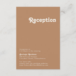 Retro Beach   Brown Wedding Reception Card