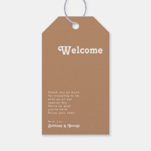 Retro Beach   Brown Wedding Welcome Gift Tags