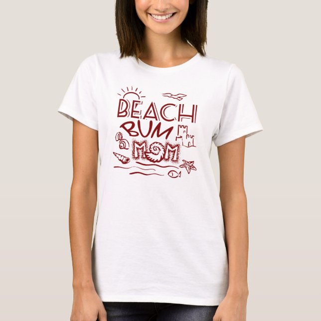 Retro Beach Bum Mum/Mum T-Shirt (Front)