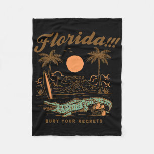 Retro Beach Bury Vintage Your Regrets Florida Surf Fleece Blanket