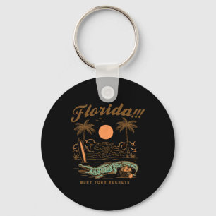 Retro Beach Bury Vintage Your Regrets Florida Surf Key Ring