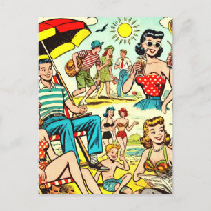 Retro Beach Comics Postcard