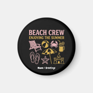 Retro Beach Crew Summer Vacation Graphic Magnet