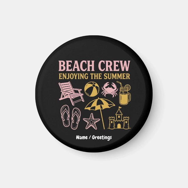 Retro Beach Crew Summer Vacation Graphic Magnet (Front)
