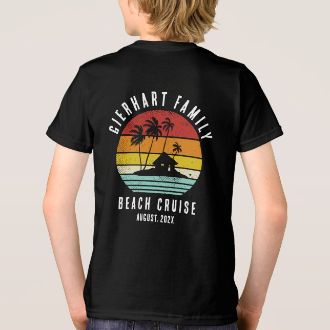Retro Beach Cruise Family Matching Personalised Tri-Blend Shirt (Back)
