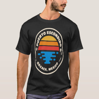 Retro Beach Emblem Puerto Escondido Oaxaca Mexico T-Shirt