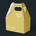 Retro Beach | Gold Wedding Favour Box<br><div class="desc">This retro beach | gold wedding favour box is perfect for your simple vintage, colourful tropical boho summer wedding. Its unique bohemian mid-century font gives this design a classic minimalist groovy hippie vibe. Suppose you're looking for a design that features bright, rustic coastal ocean colours for your creative 70's destination...</div>