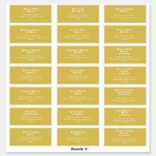Retro Beach   Gold Wedding Guest Address Sticker