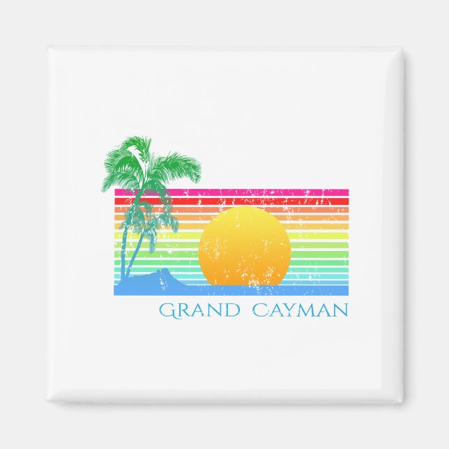 Retro Beach Grand Cayman Magnet (Front)