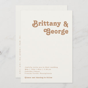 Retro Beach Ivory All In One Wedding Invitation