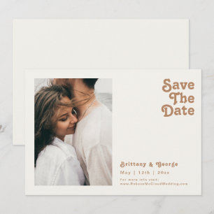 Retro Beach Ivory Photo Horizontal Save The Date
