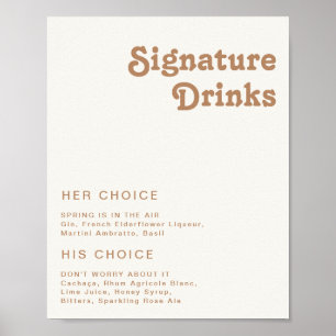 Retro Beach Ivory Signature Drinks Sign