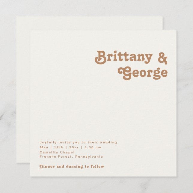 Retro Beach | Ivory Square Wedding Invitation (Front/Back)