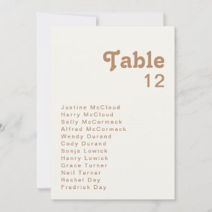 Retro Beach Ivory Table Number Chart