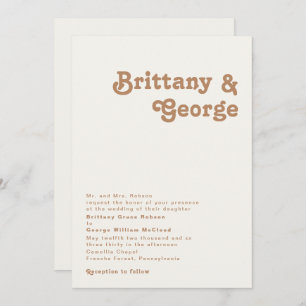 Retro Beach   Ivory Traditional Wedding Invitation