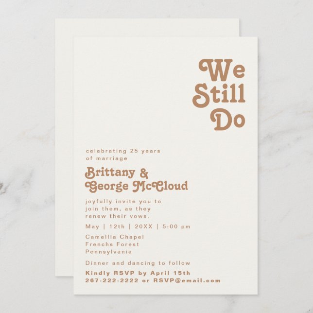 Retro Beach | Ivory We Still Do Vow Renewal Invitation (Front/Back)