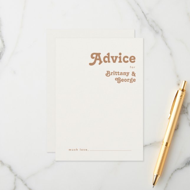 Retro Beach | Ivory Wedding Advice Card (Front/Back In Situ)