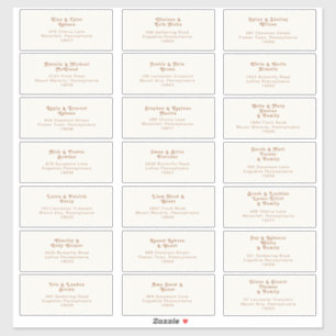 Retro Beach Ivory Wedding Guest Address Sticker