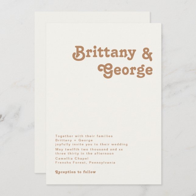 Retro Beach | Ivory Wedding Invitation (Front/Back)