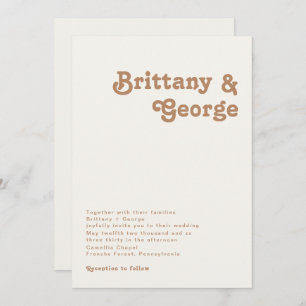 Retro Beach Ivory Wedding Invitation