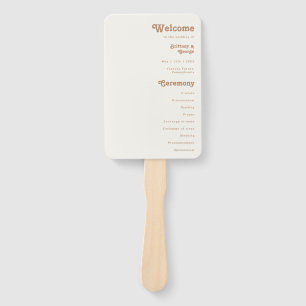 Retro Beach Ivory Wedding Program Hand Fan