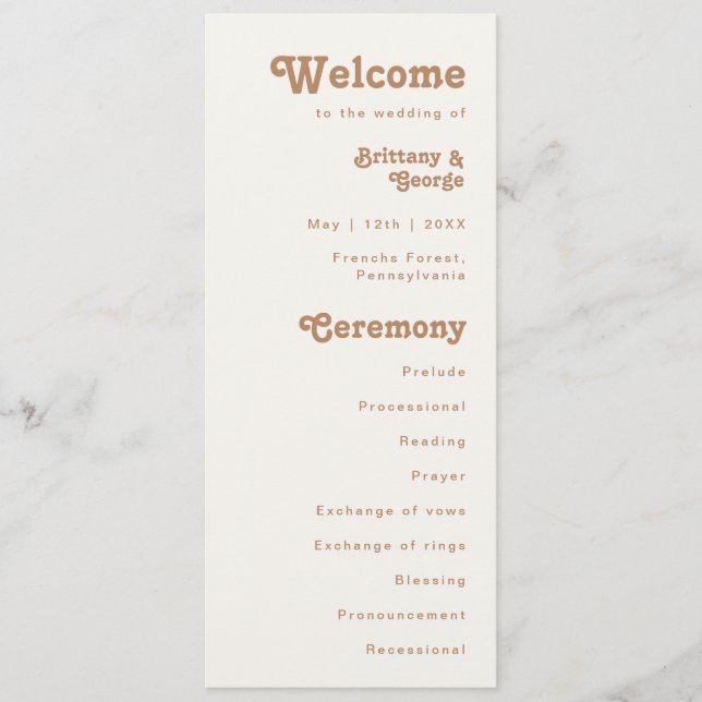Retro Beach | Ivory Wedding Program Programme (Front)