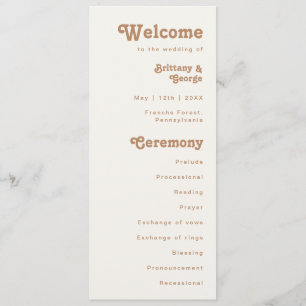 Retro Beach Ivory Wedding Program Programme