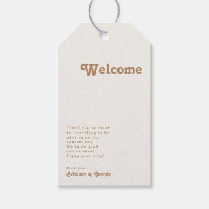 Retro Beach Ivory Wedding Welcome Gift Tags