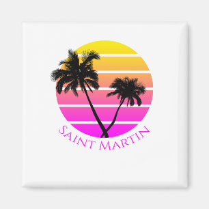Retro Beach Palm Trees Saint Martin Magnet