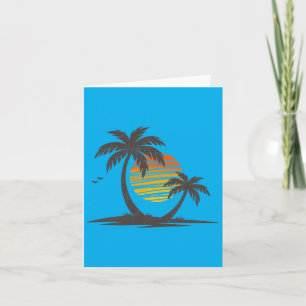 Retro Beach Palm Trees Sunset Funny Holiday Summer Card
