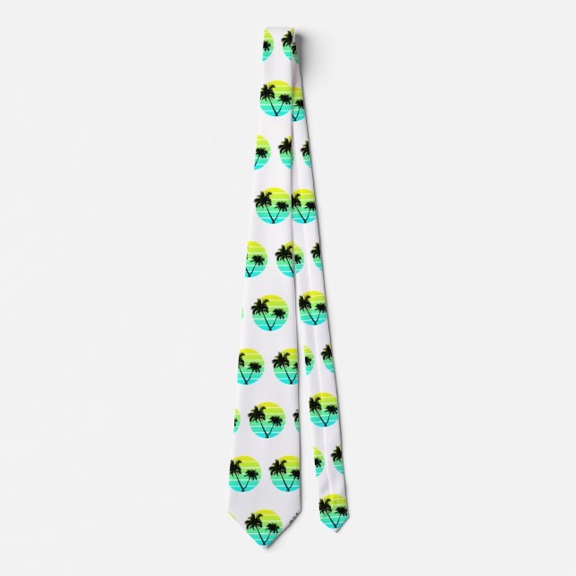 Retro Beach Palm Trees Tie (Front)